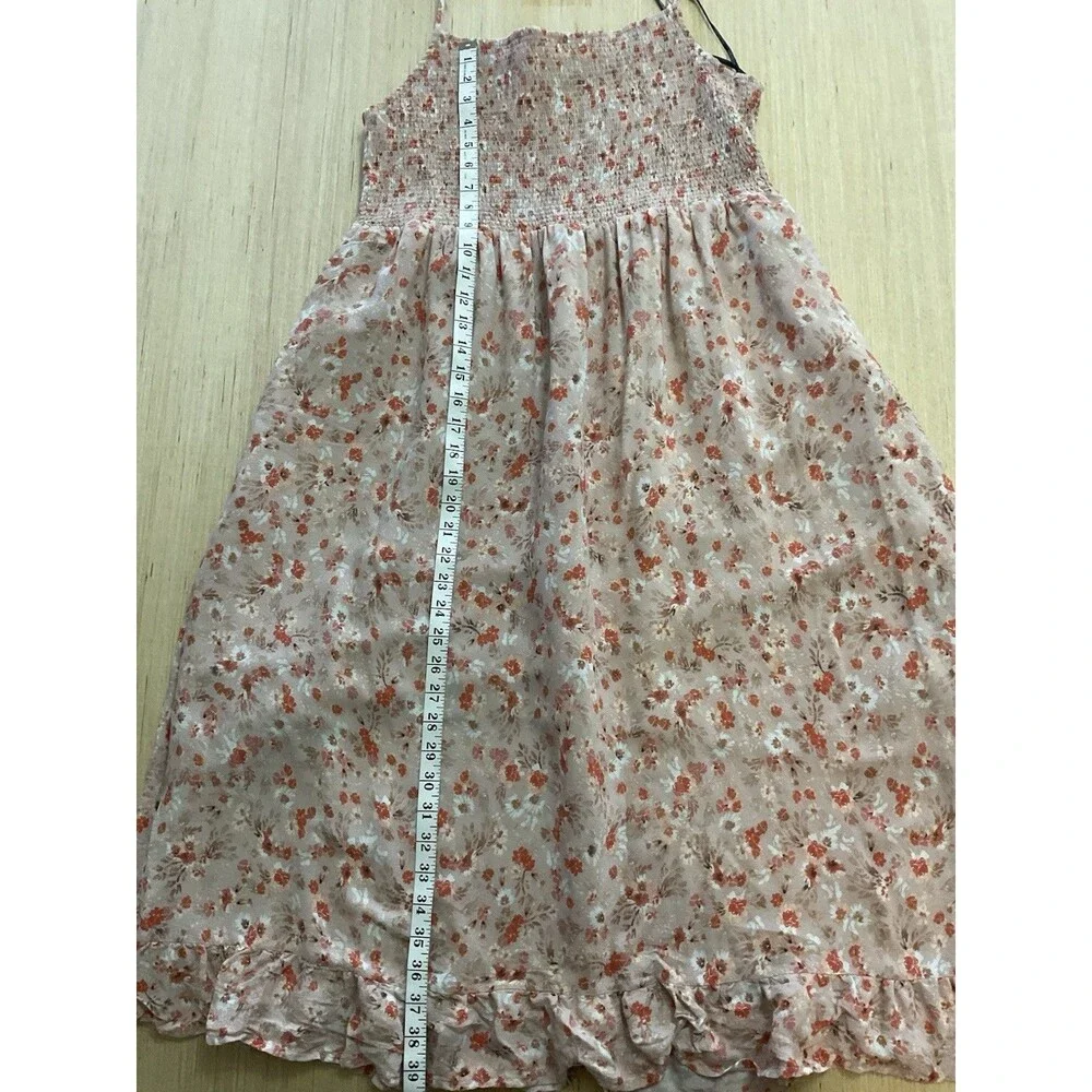 Forever 21 Smocked Spaghetti Straps Floral Pink Orange Plus Size 2X Sun Dress - Picture 8 of 9